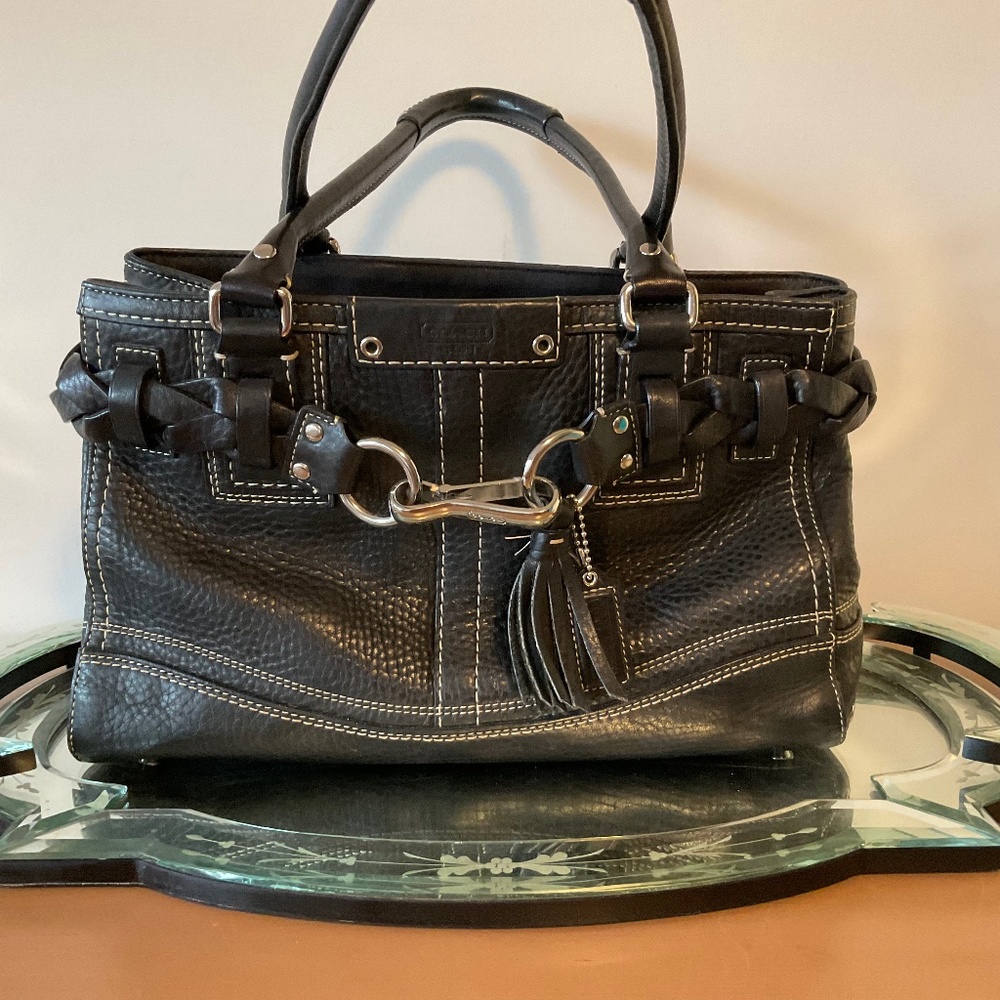 Coach leather handbag purse satchel black